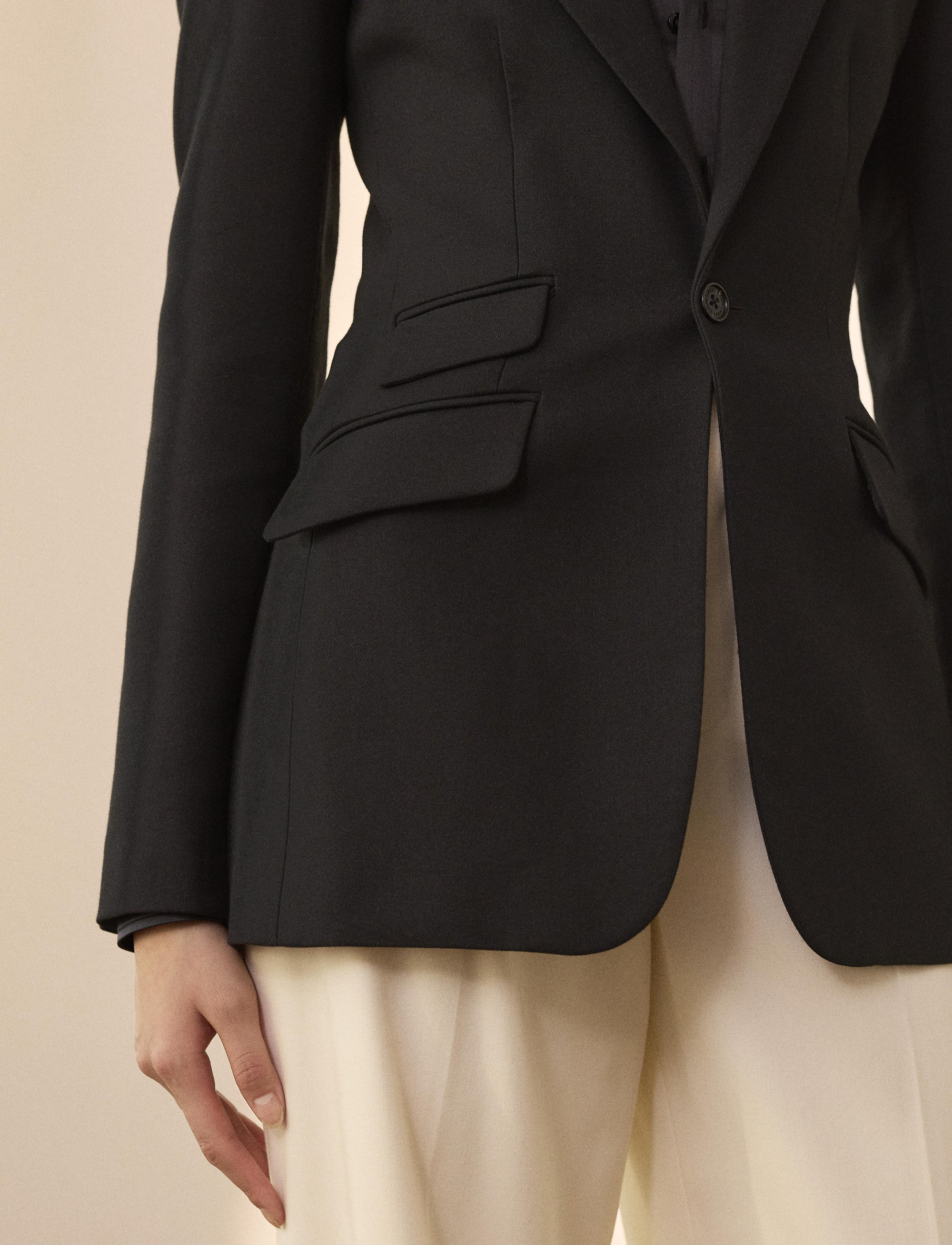 Blazer Hardison à double boutonnage en laine mélangée - Noir