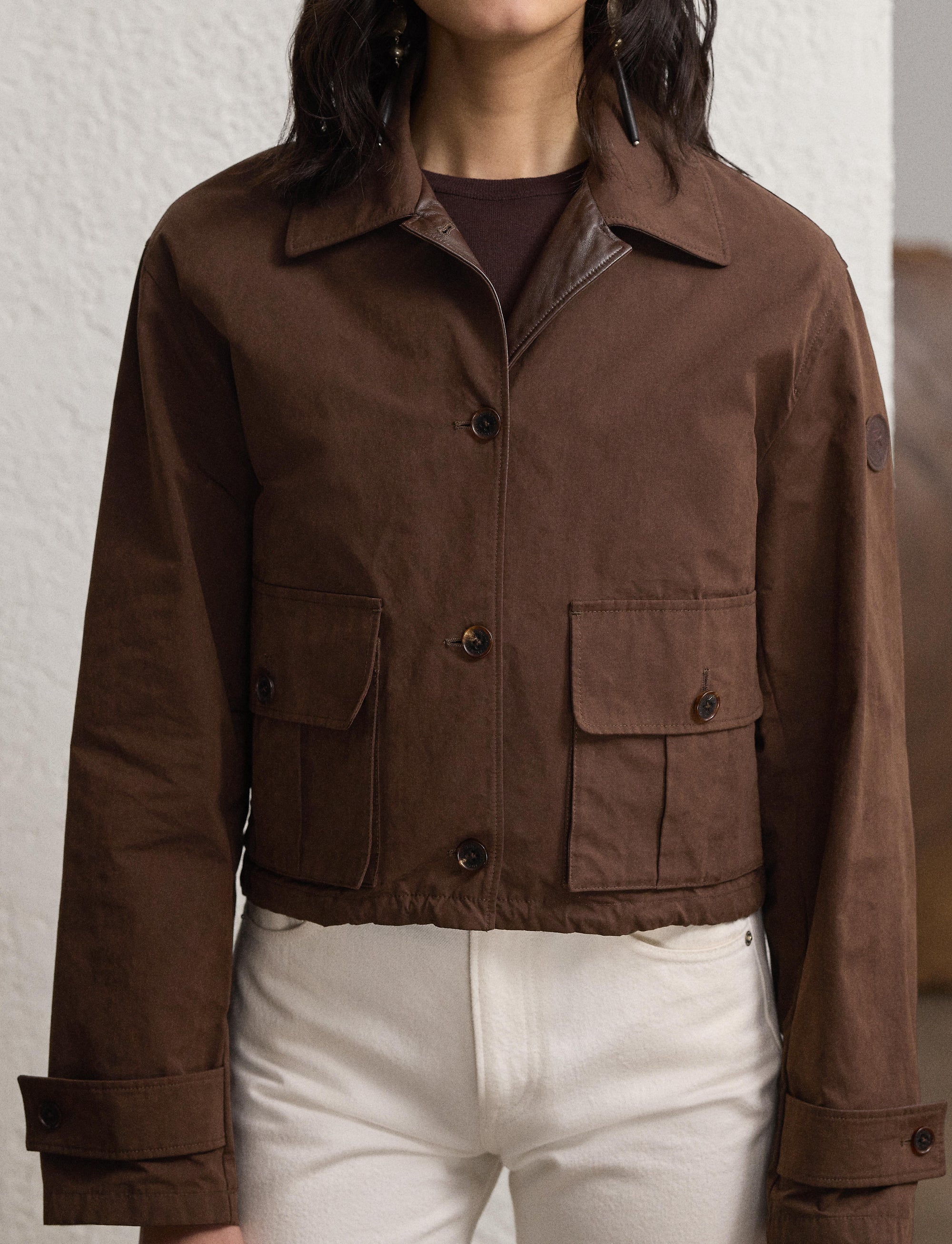 Katie cotton blend peach jacket - Mocha