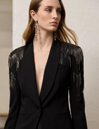 Veste Tamara décorée en crêpe de laine - Black