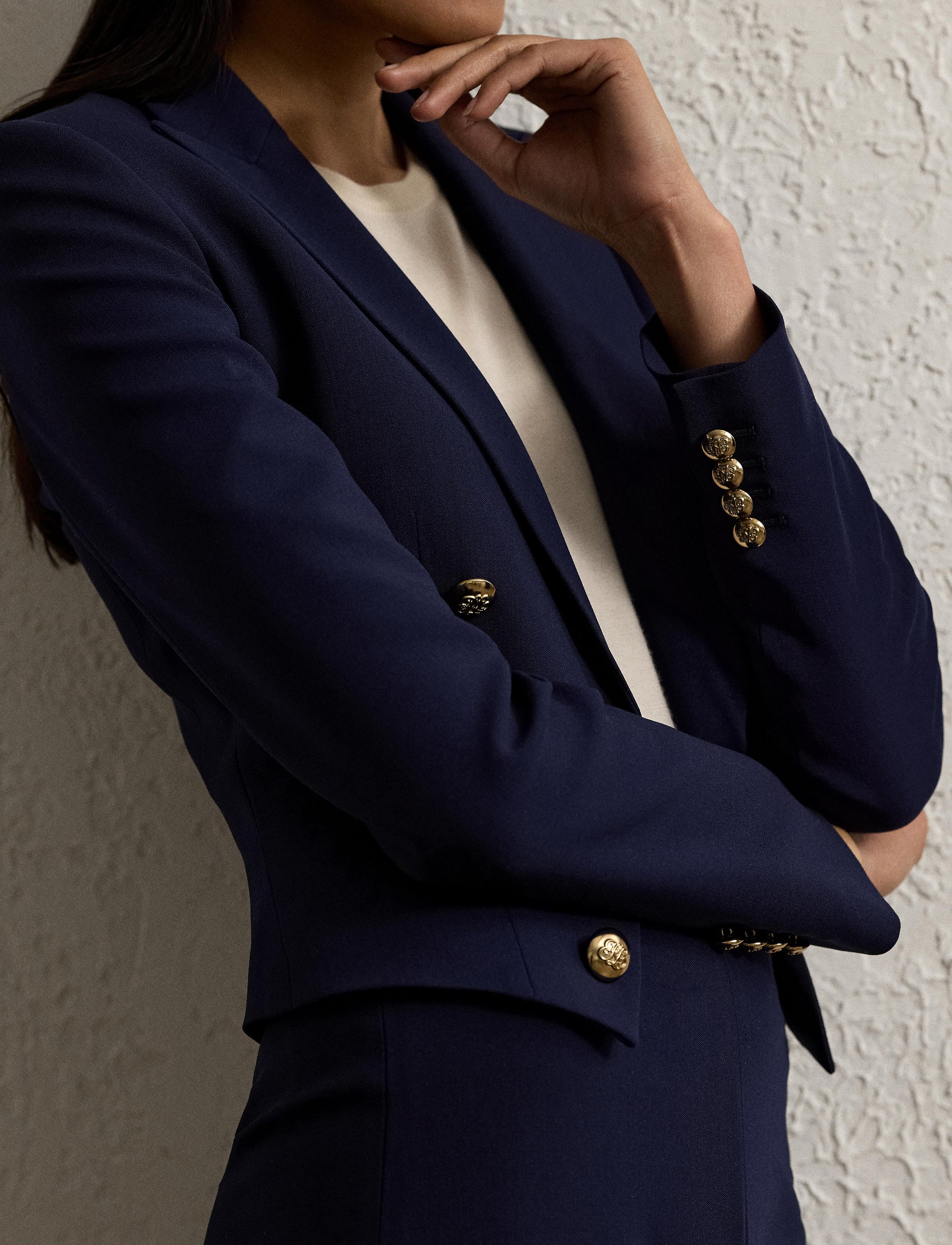 Veste de smoking Spencer en crêpe de laine - Lux Navy