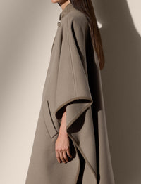 Hallie fringed wool poncho - Truffle