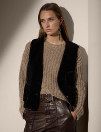 Brittani reversible wool waistcoat - Luggage Brown