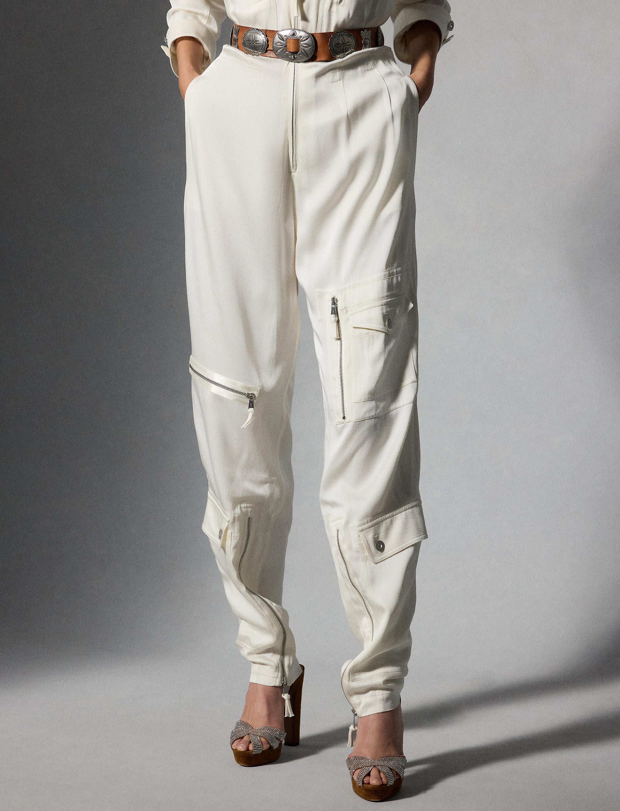 Combinaison Eve en crêpe et satin - Off White