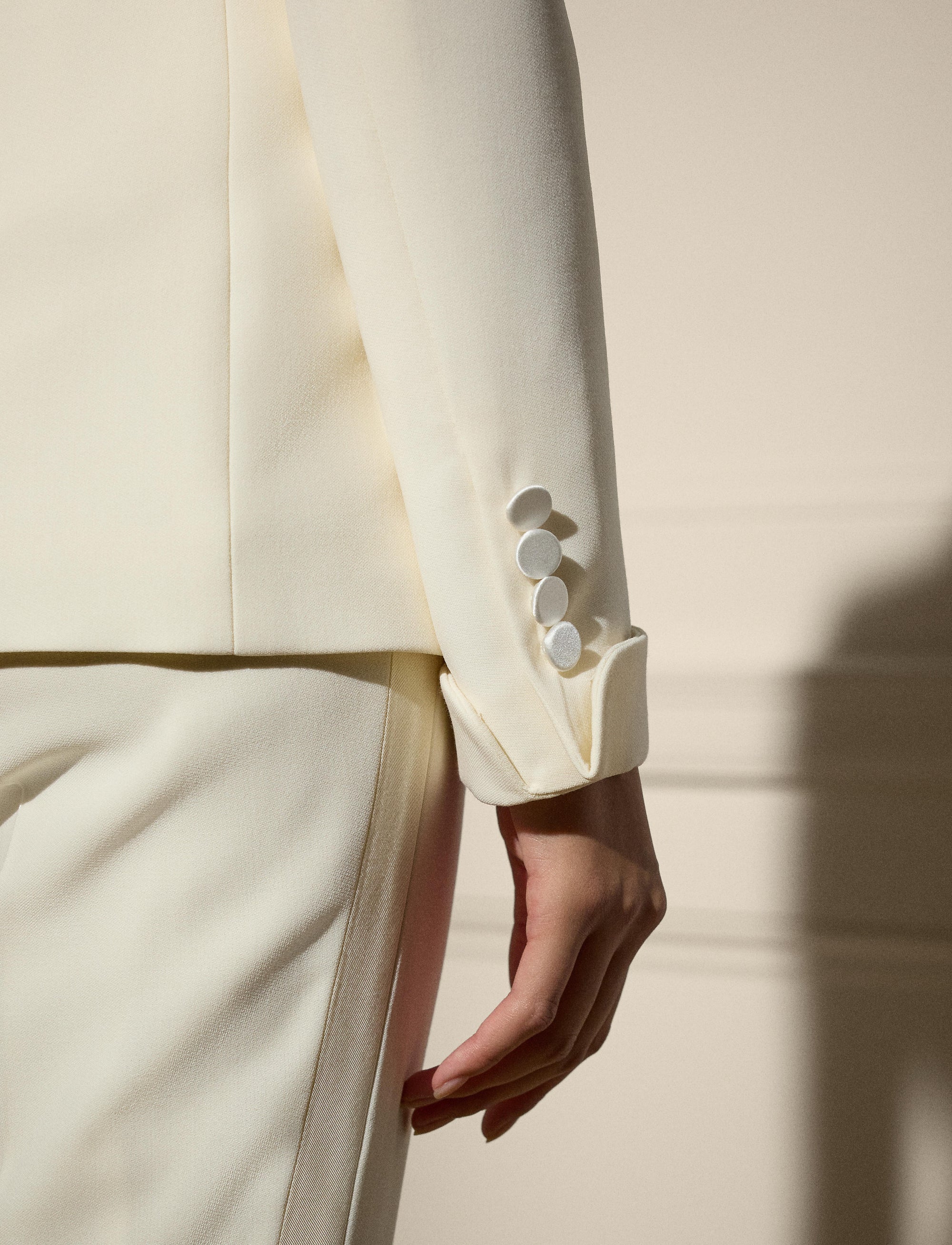 Veste de smoking Sawyer en crêpe de laine - Lux Cream