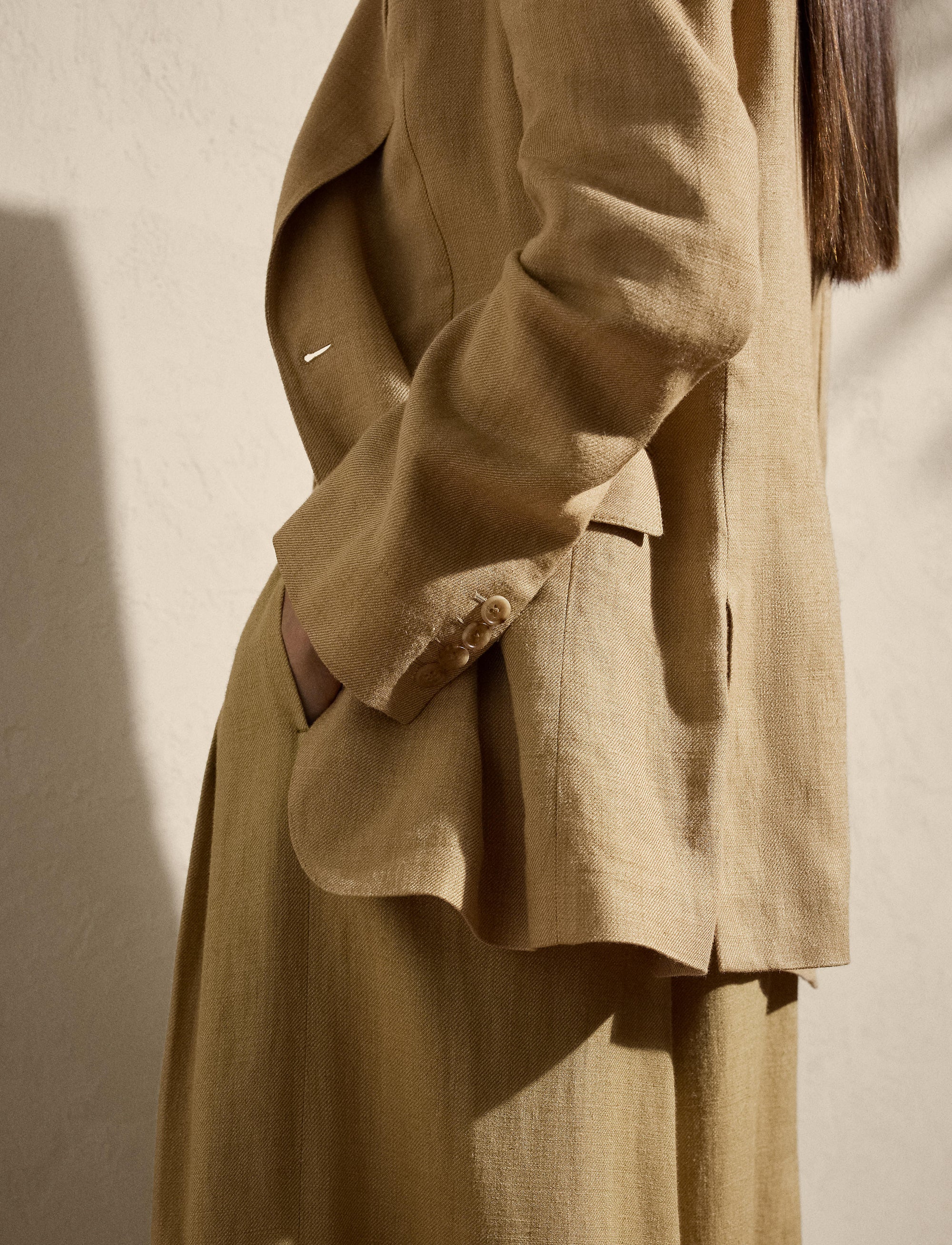 Veste Russell en sergé de soie et de lin mélangé - Lux Tan