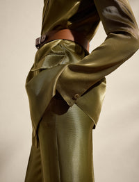 Veste Quinton ceinturée en soie - Dusty Sage