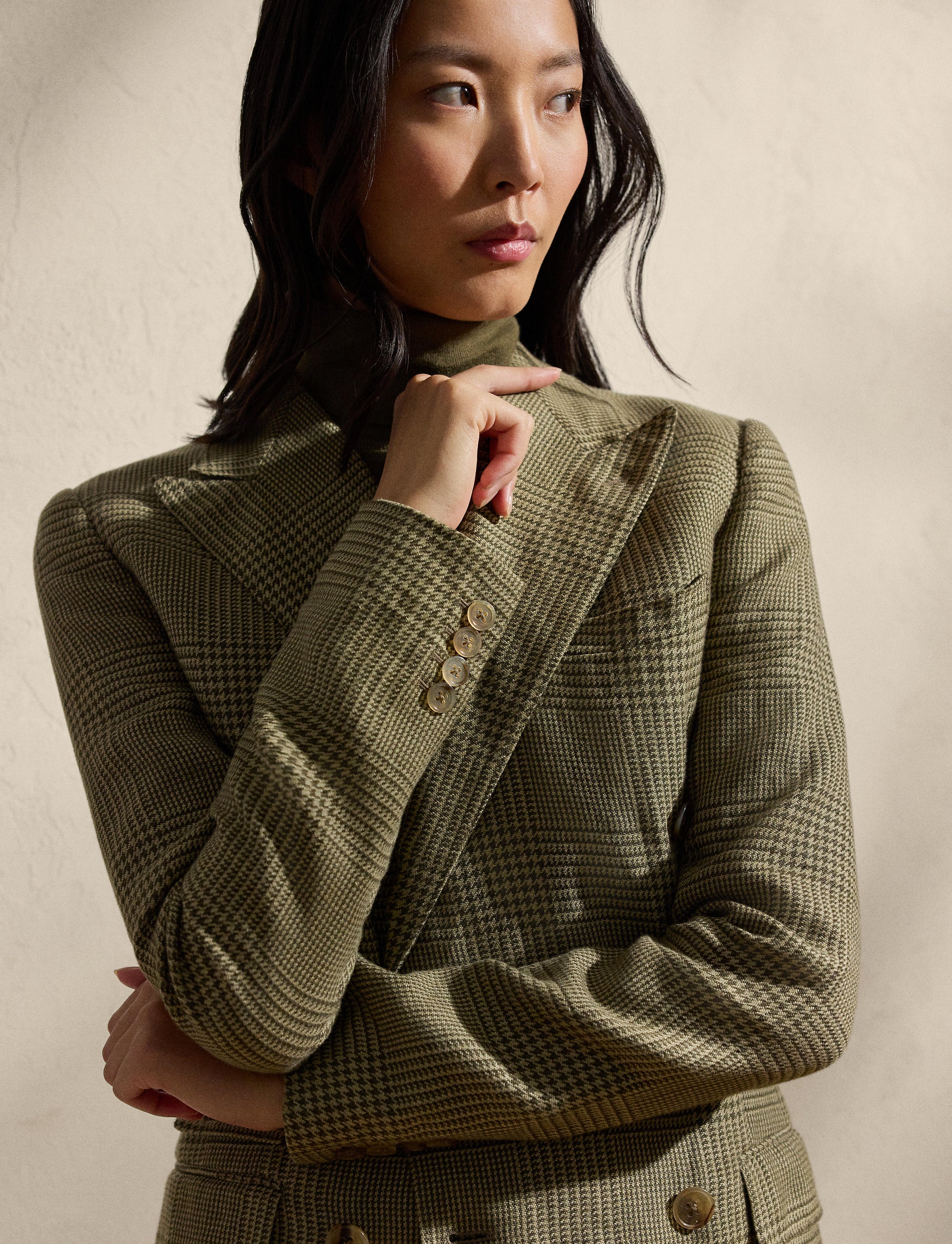Richie Prince of Wales jacket in mixed linen - Tan & Moss