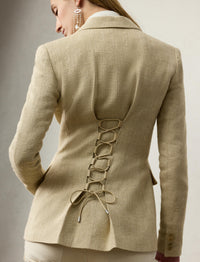 Veste Safia en soie et tweed de lin mélangé - Light Tan & Multicolore