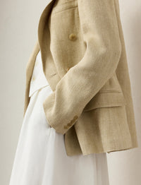 Vanessa jacket in silk and linen tweed blend - Light Tan & Multicolore