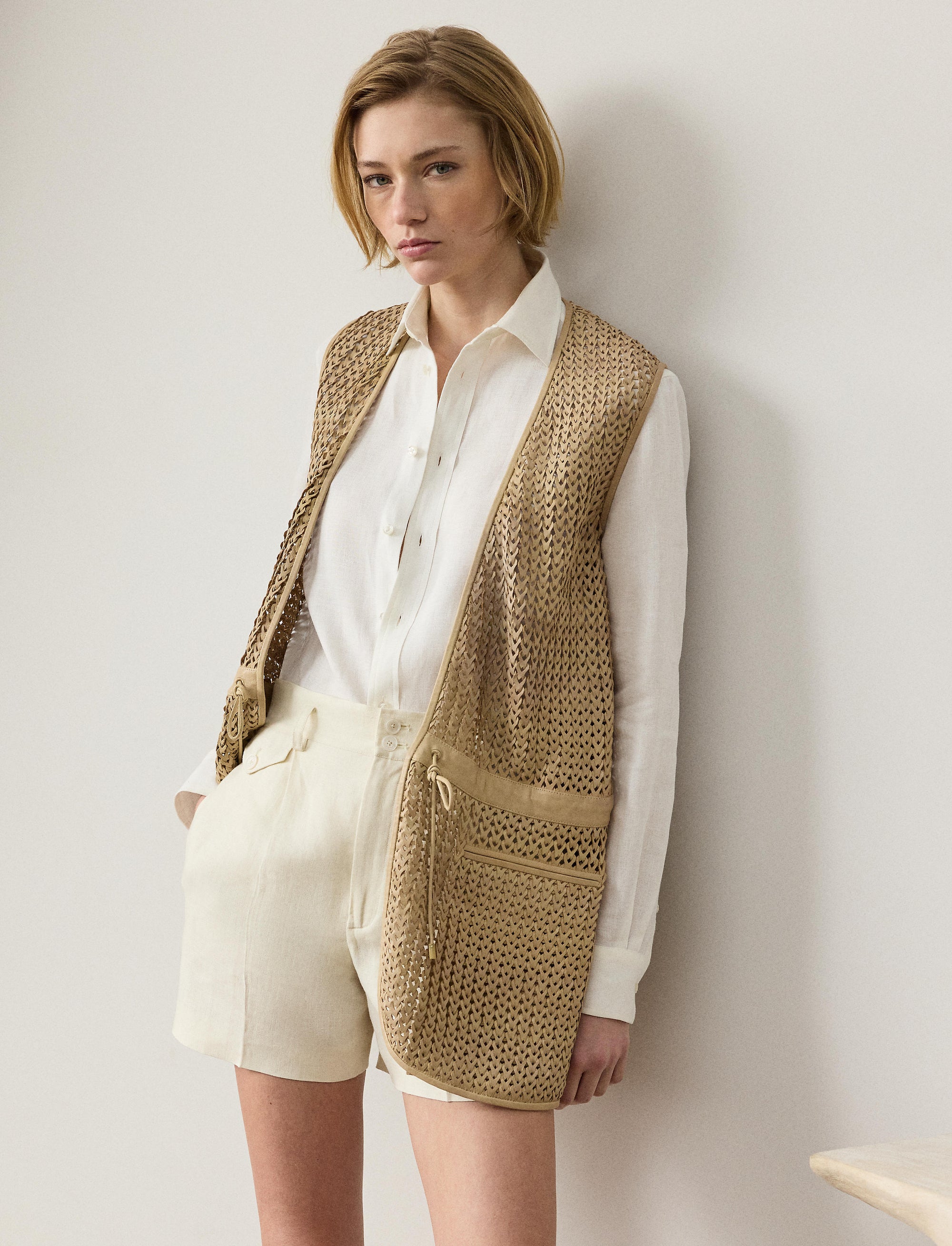 Gilet Tabetha en cuir - Light Sand