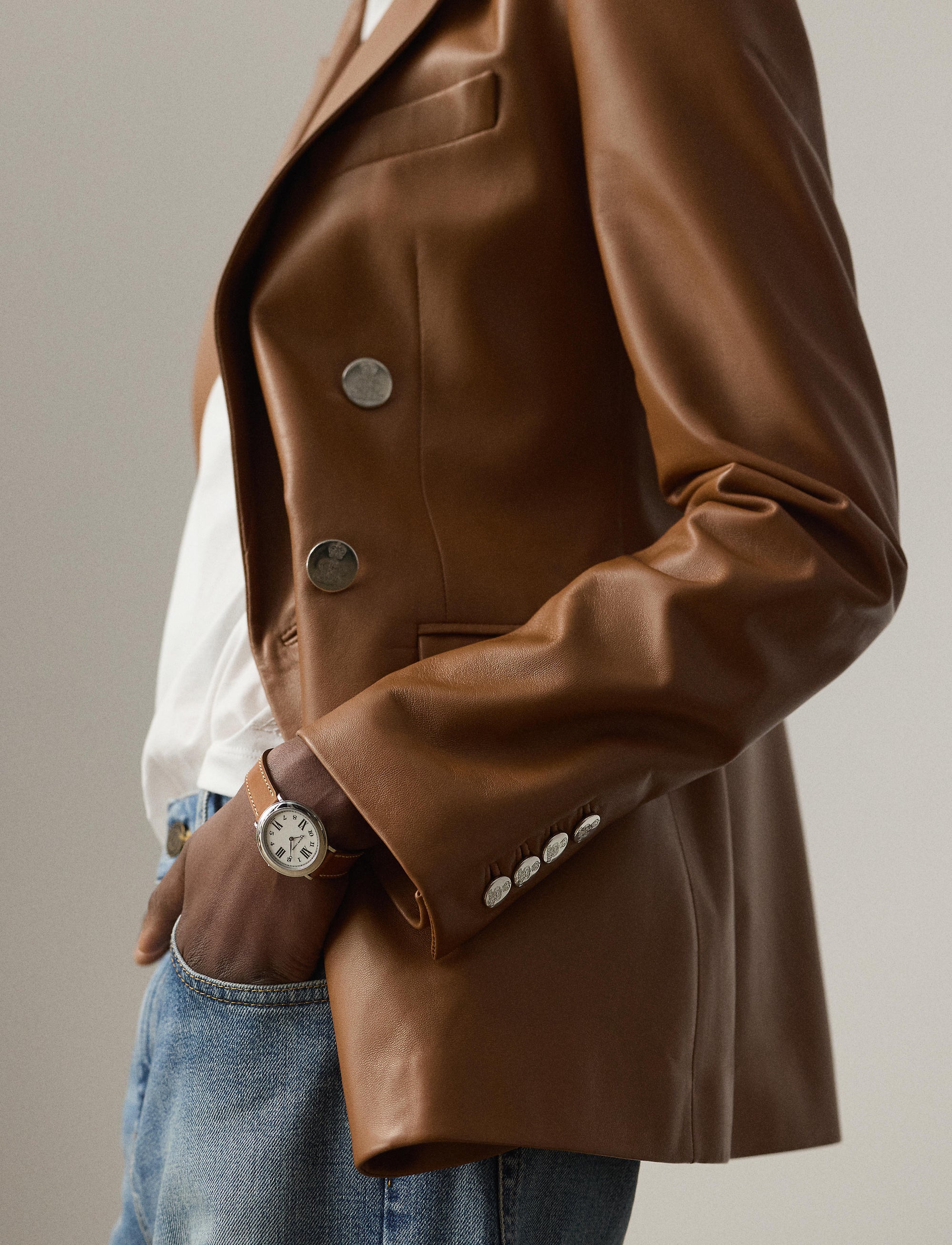 Veste Camden en cuir - Light Toffee