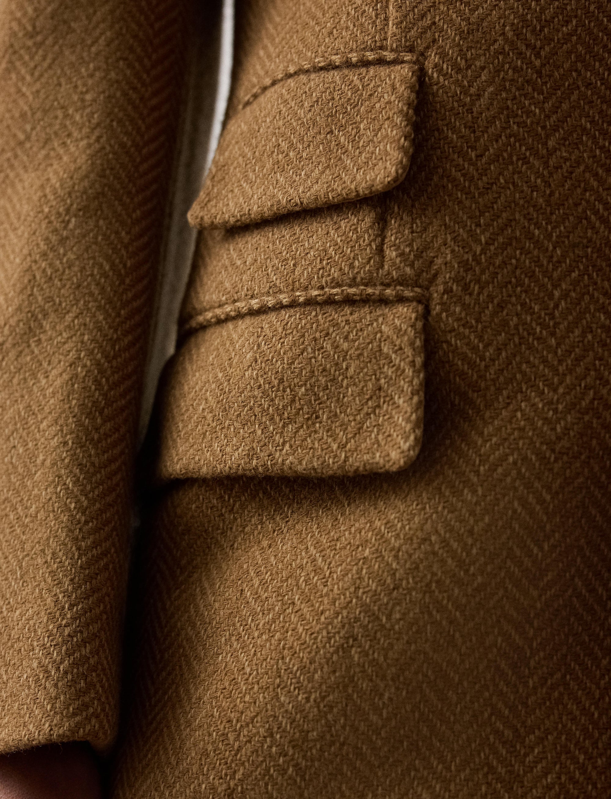 Manteau Amory à chevrons en laine - Tan & Multicolore