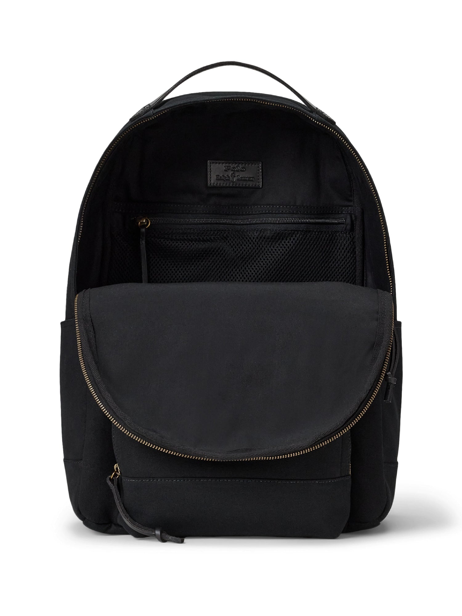 Sac à dos en toile bordé de cuir - Black & Black