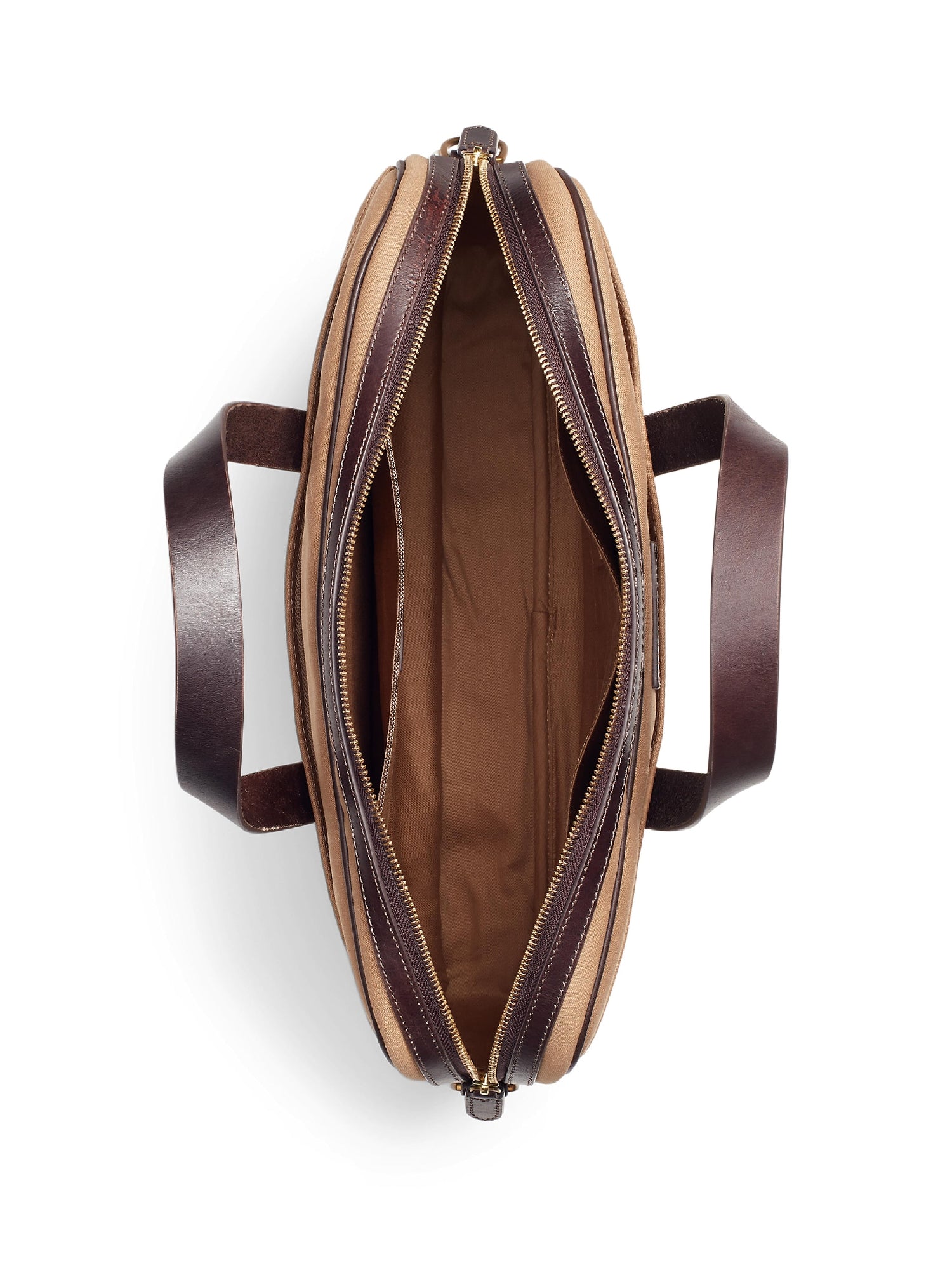 Porte-documents en toile et finition cuir - Tan & Brown