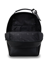 Sac à dos à poche zippée en cuir - Noir