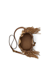 Petit sac seau Bellport frangé en daim - Maple