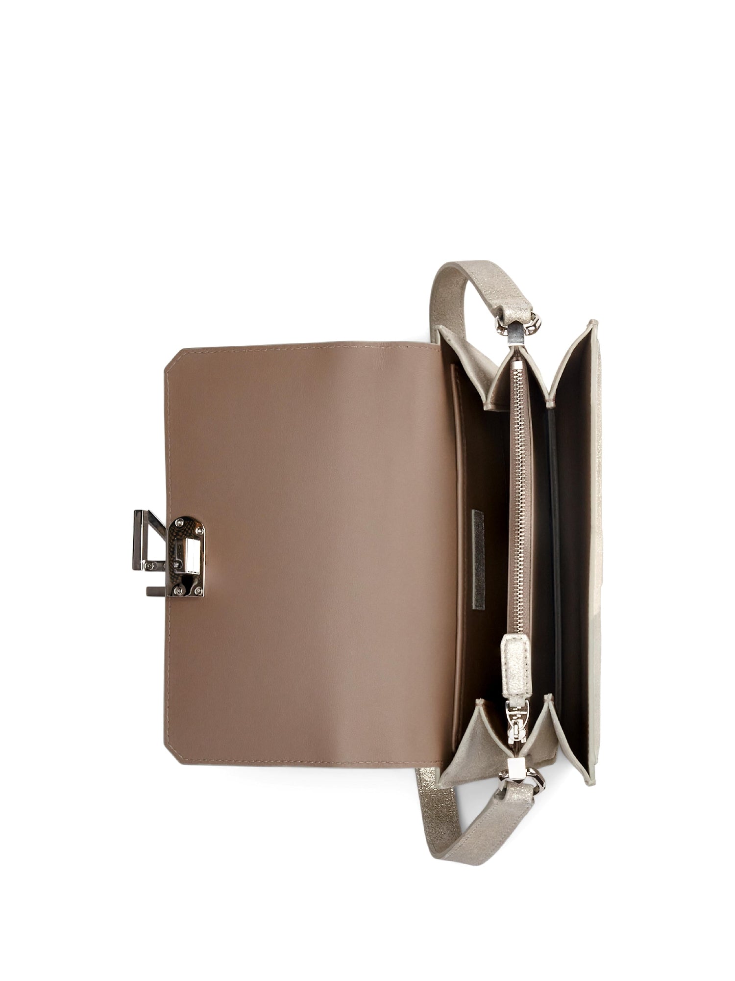 Sac à bandoulière RL 888 en cuir métallisé - Platinum