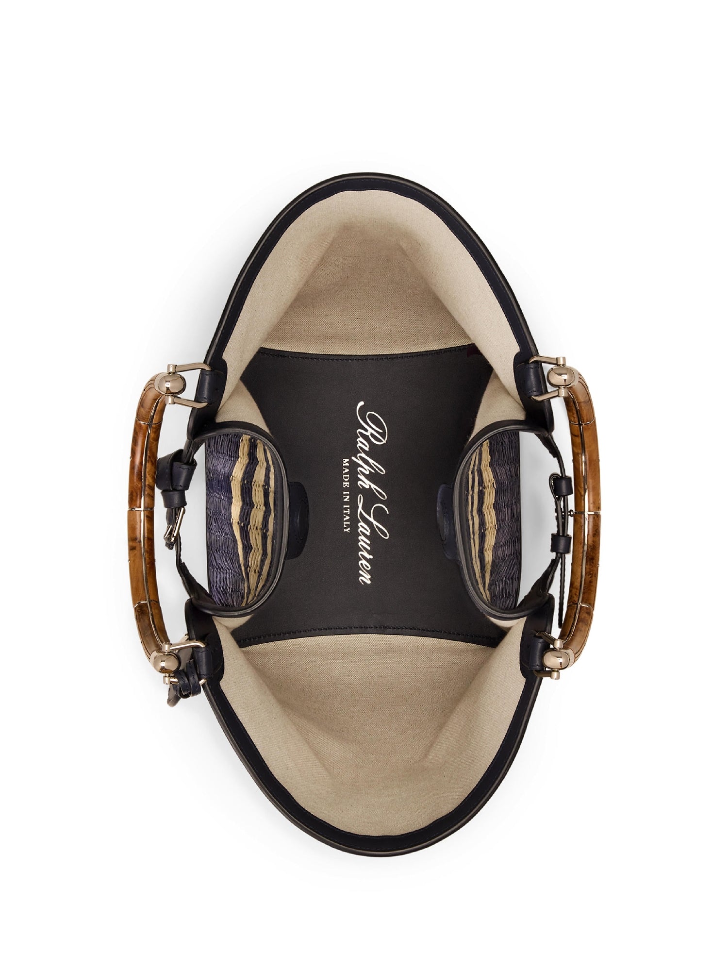 Cabas Ralph en raphia tressé - Navy & Natural