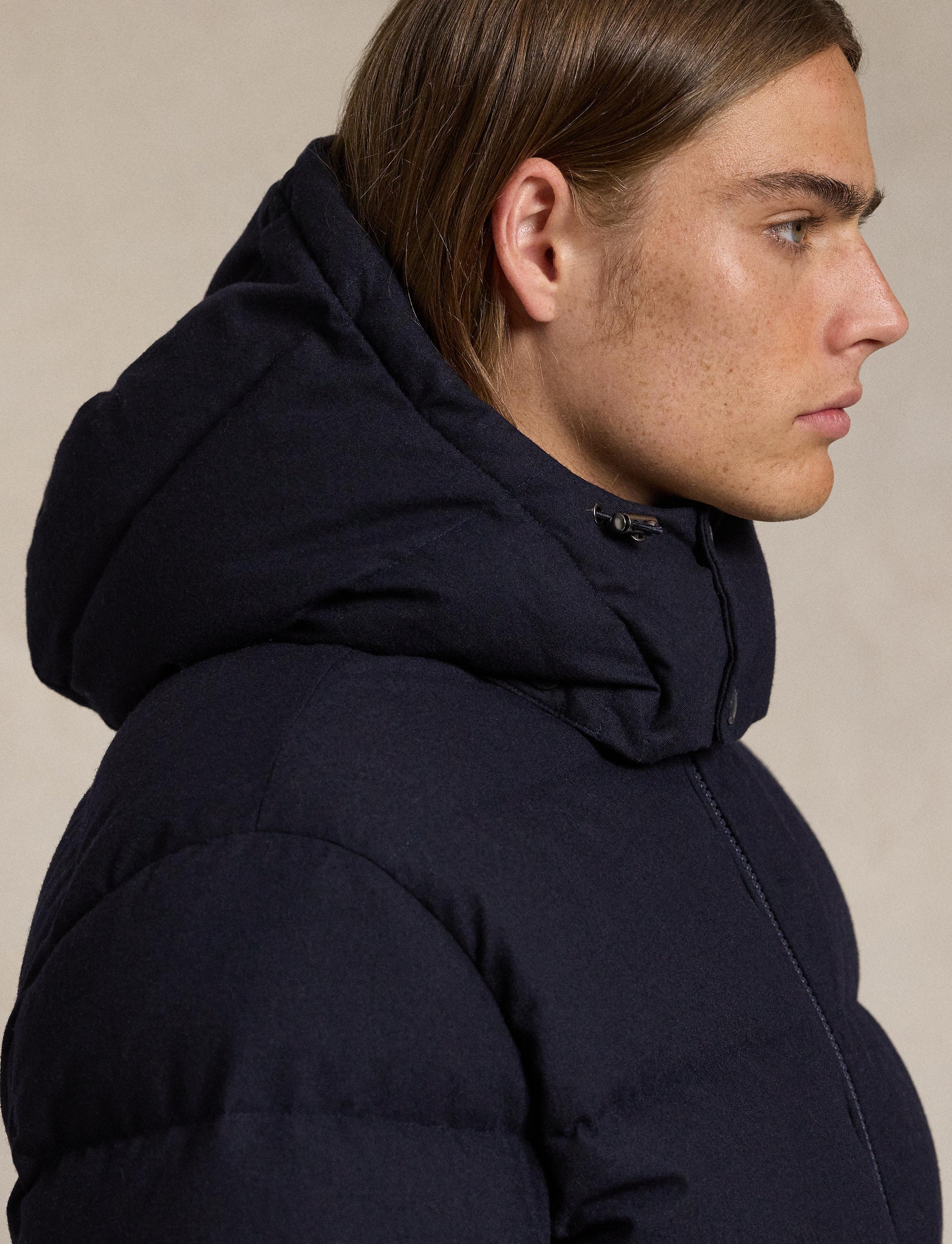 Decker down jacket in wool - Navy Collection