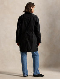 Emblematic three-quarter length waxed canvas coat - Polo Black