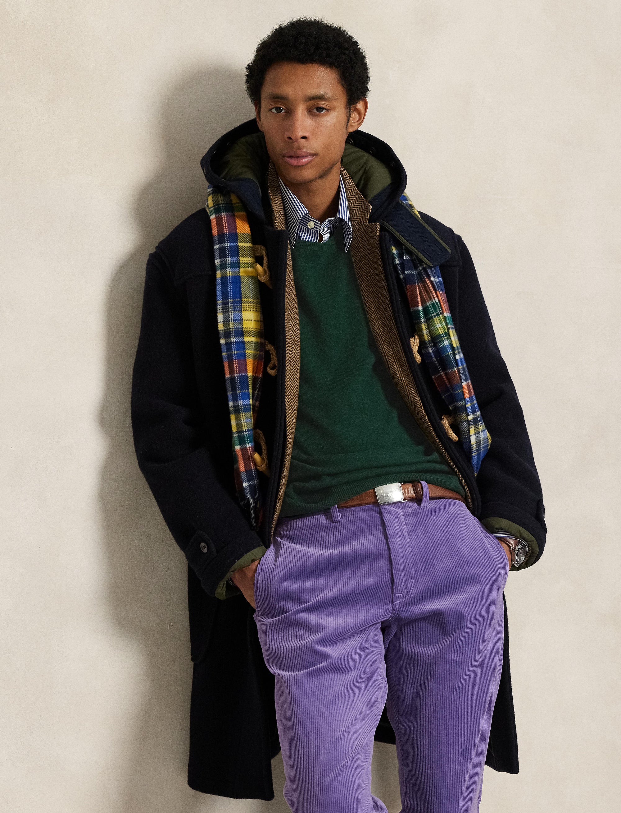 Pull col rond en laine  - Moss Agate