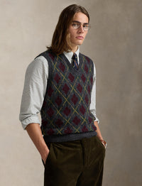 Pull débardeur losanges en laine - Charcoal Combo