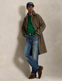 Pull torsadé à renforts en daim - Basil Green