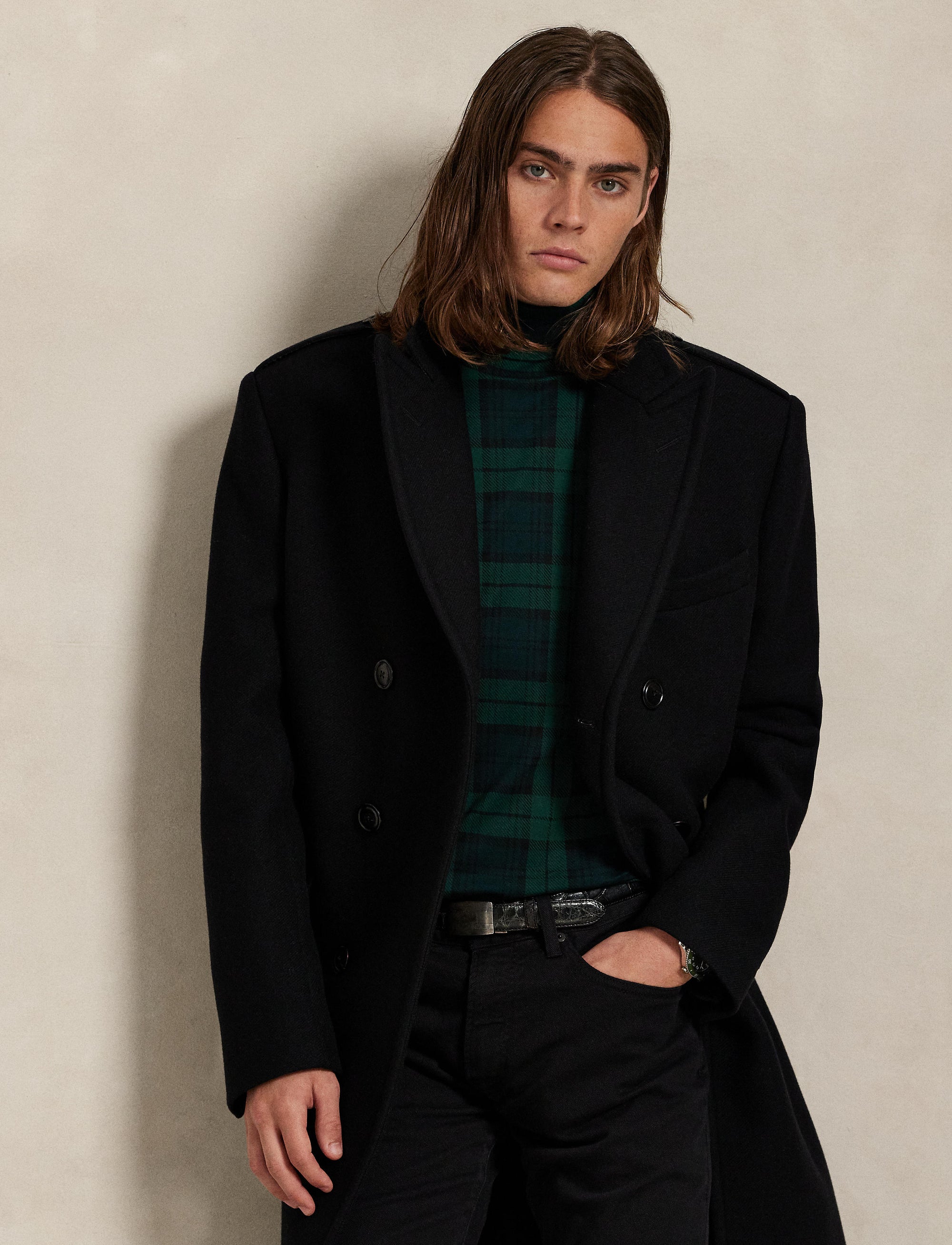 4pcs / NEW // BLACKWATCH PLAID PULLOVER LONG SLEEVE LSTURTLEM1