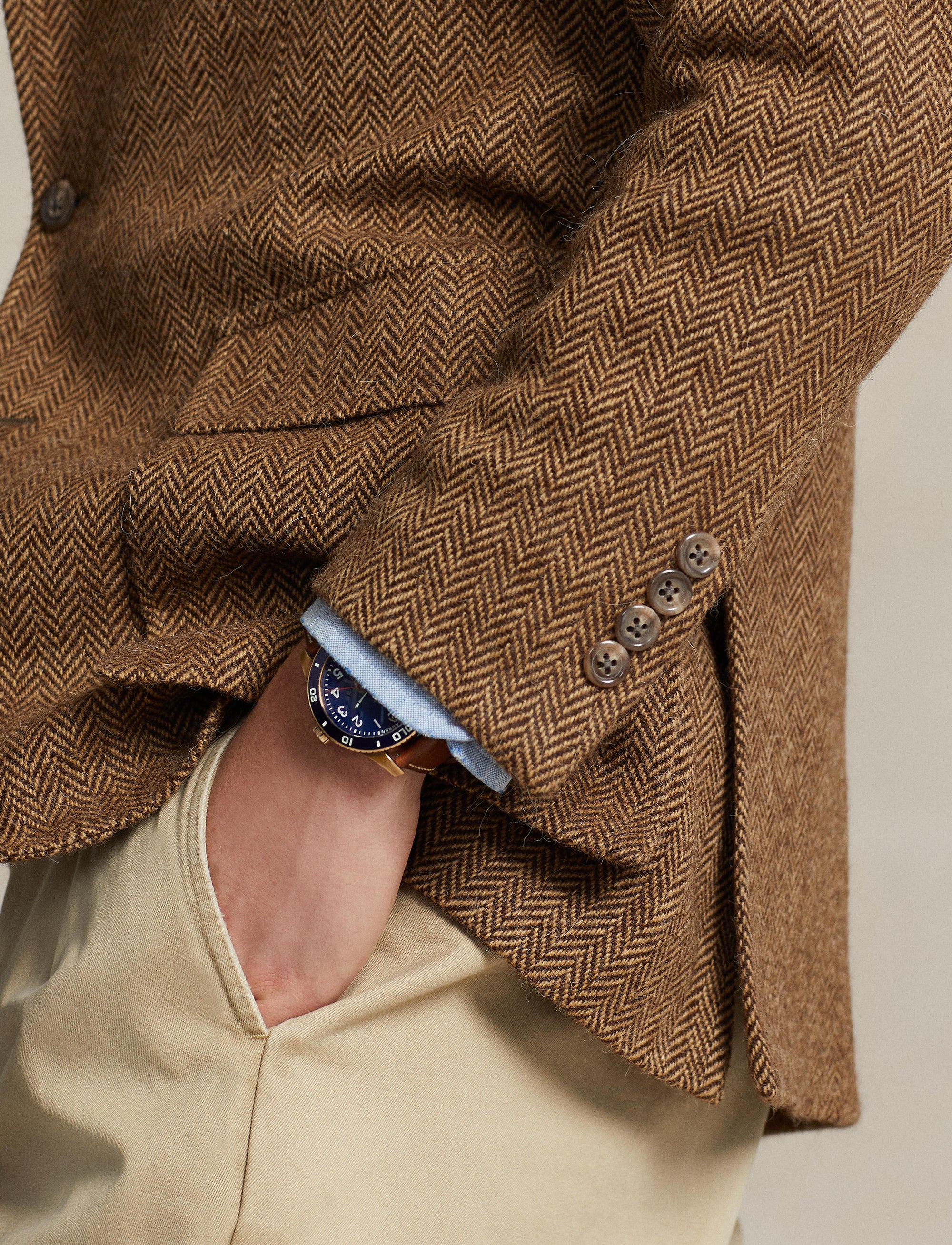 La veste RL67 à chevrons en laine - Brown & Camel