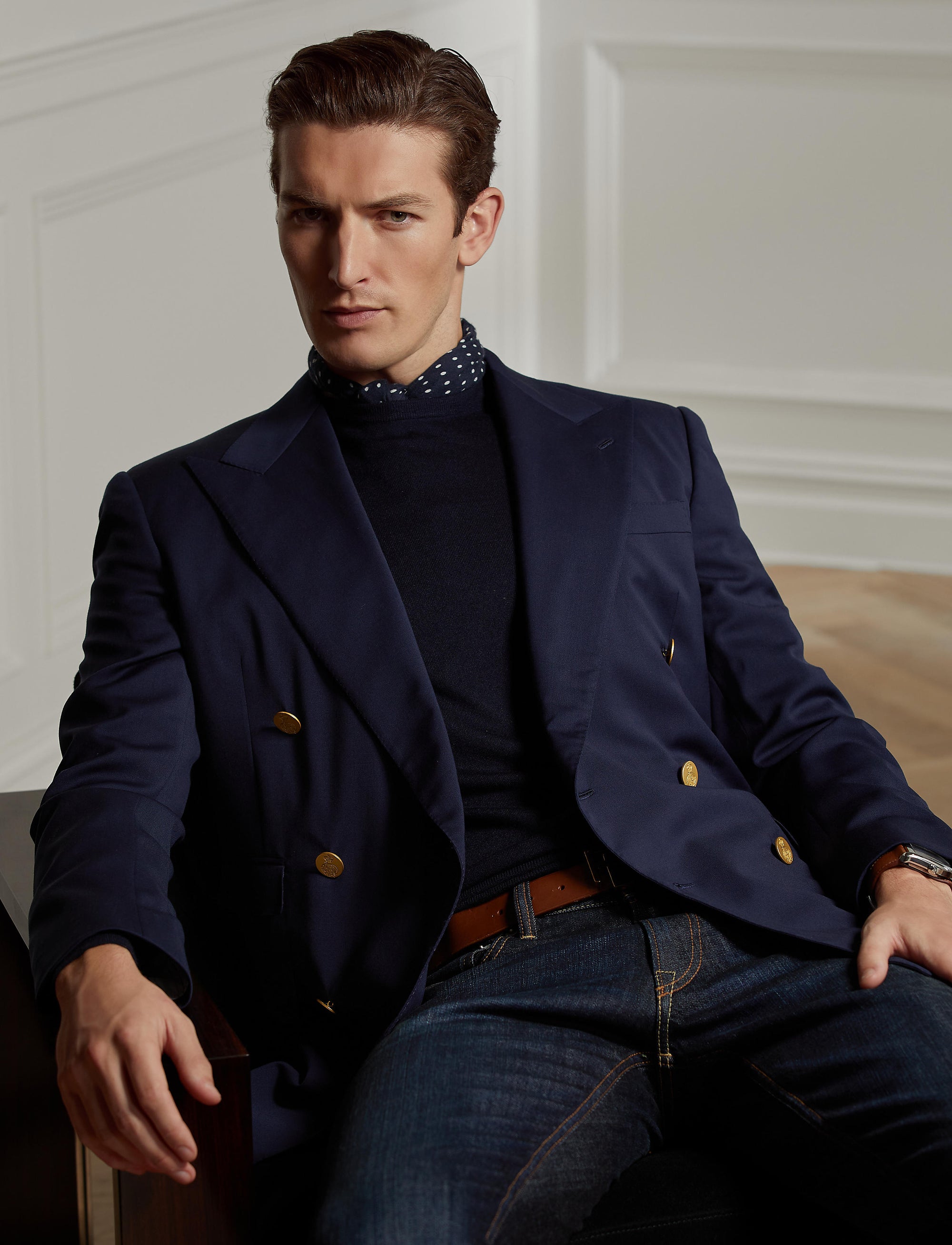 Pull col rond en cachemire - Classic Chairman Navy