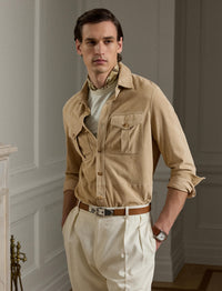 Barron suede overshirt - Oyster Tan