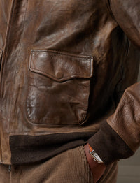 Veste d'aviateur Ridley en cuir  - Vintage Brown