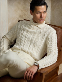 Pull à torsades coton mélangé - Classic Cream