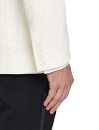 Dinner jacket shirt with piqué bib - White