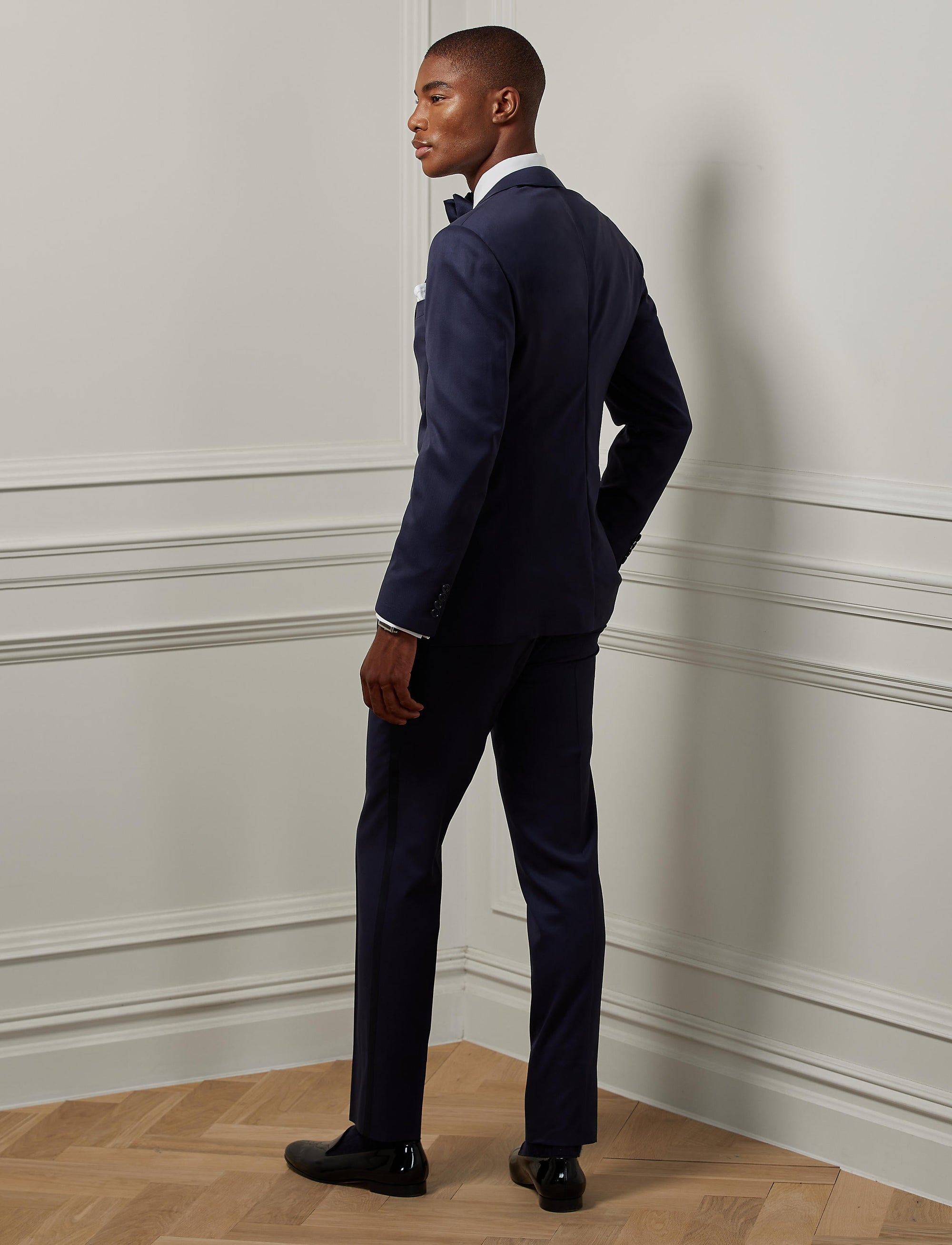 Smoking Gregory revers pointe en gabardine de laine - Navy