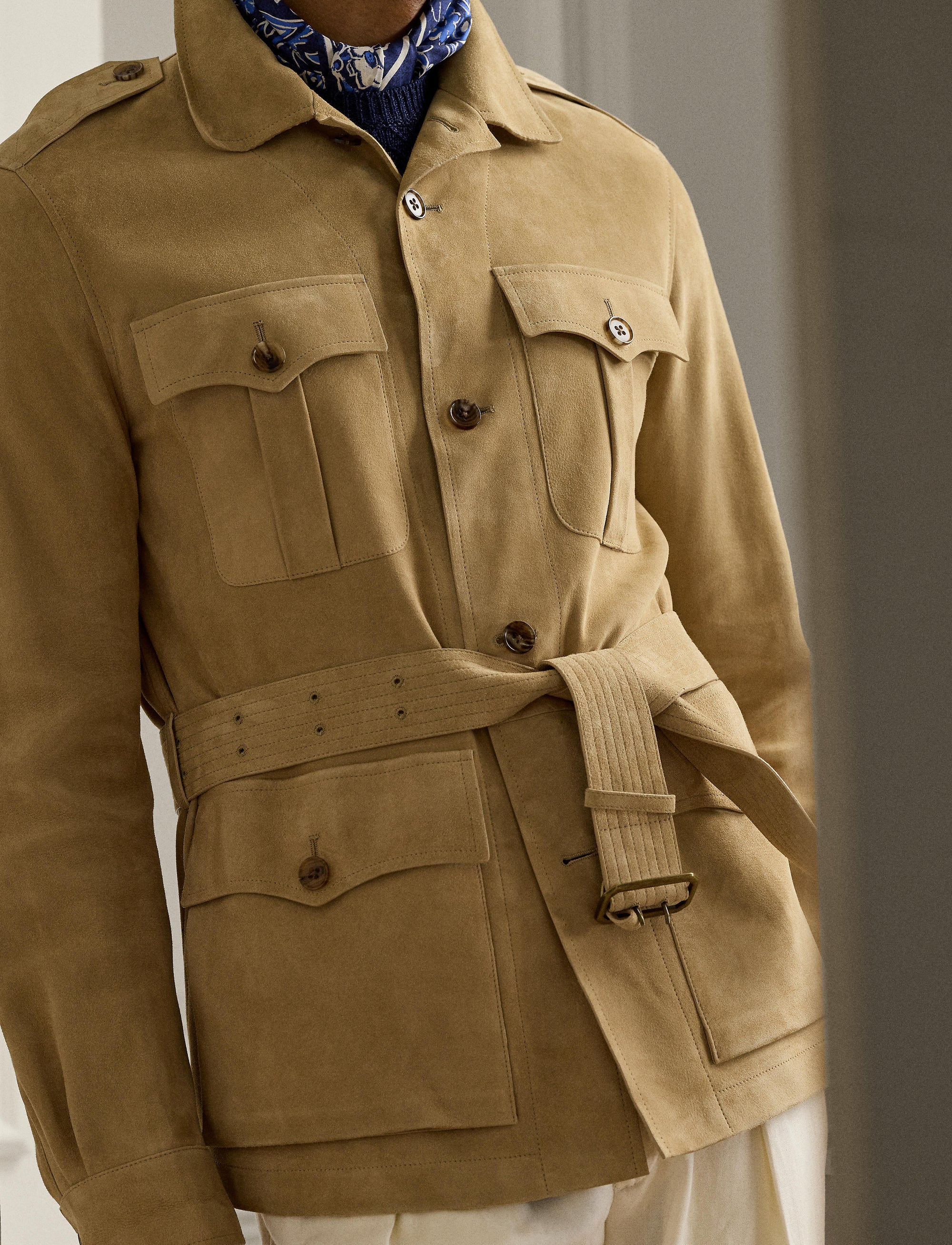 Veste ceinturée en daim - Classic Tan