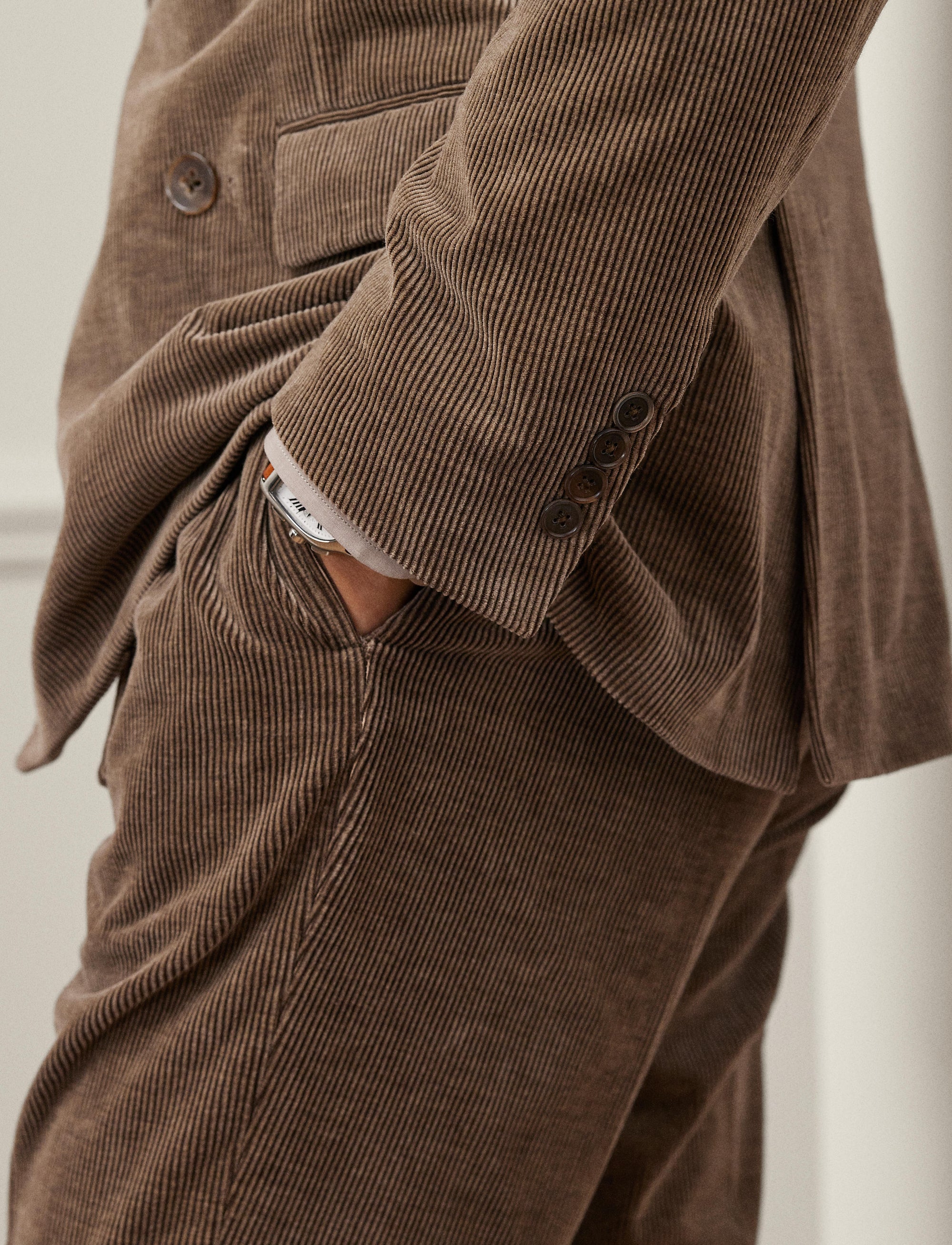 Kent velvet suit jacket - Dark Taupe Heather