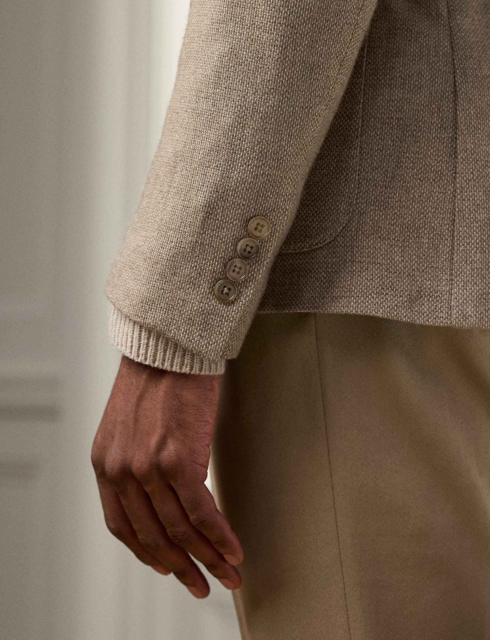 Veste Hadley en laine et soie mélangée - Taupe Melange