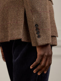 Blazer Kent pied-de-poule en cachemire et laine mélangé - Dark Brown, Multicolore With Burgundy Deco