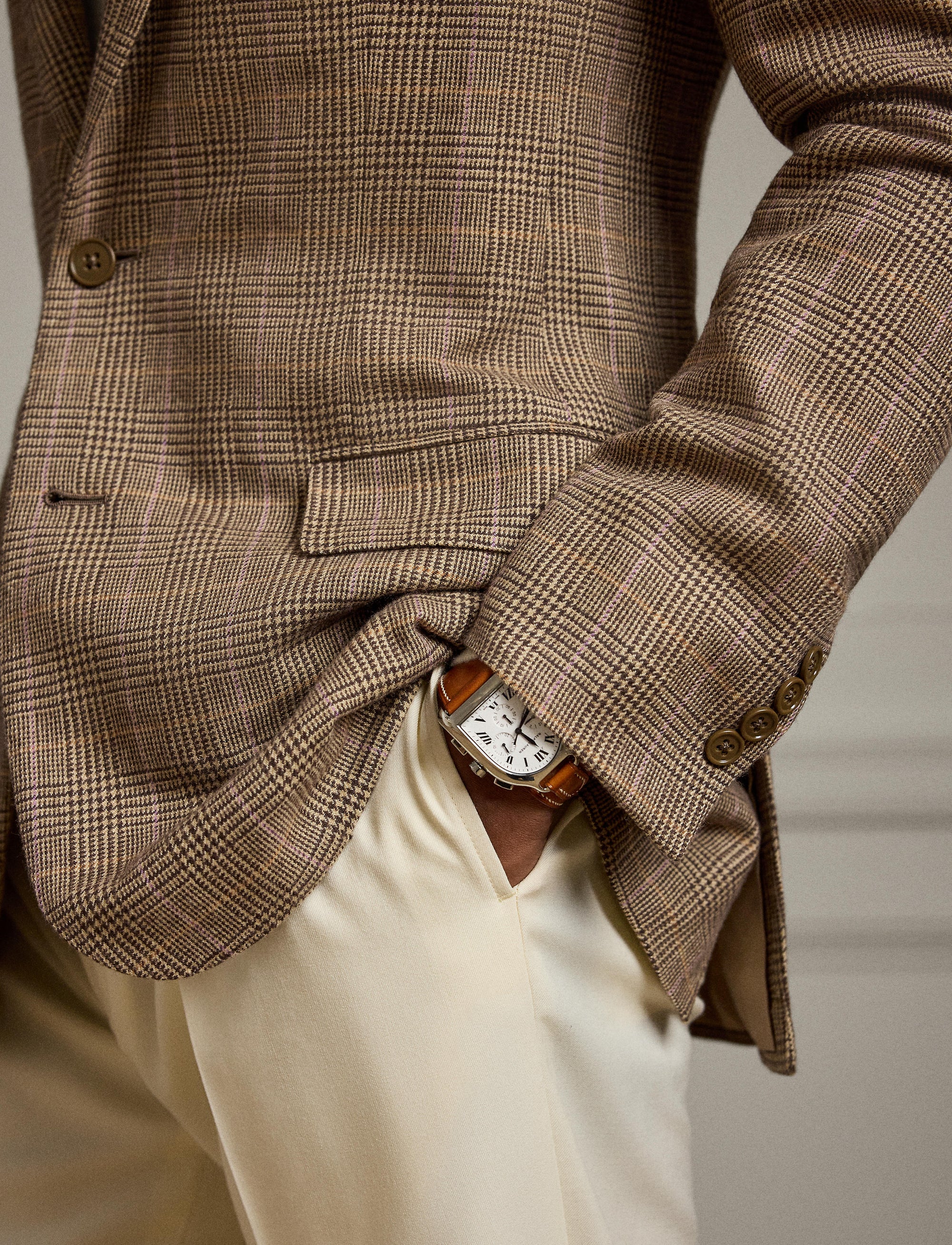 Veste de costume Kent prince-de-galles en laine - Cream, Light Brown & Multicolore