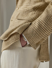 Veste Kent prince-de-galles en soie - Tan & Cream