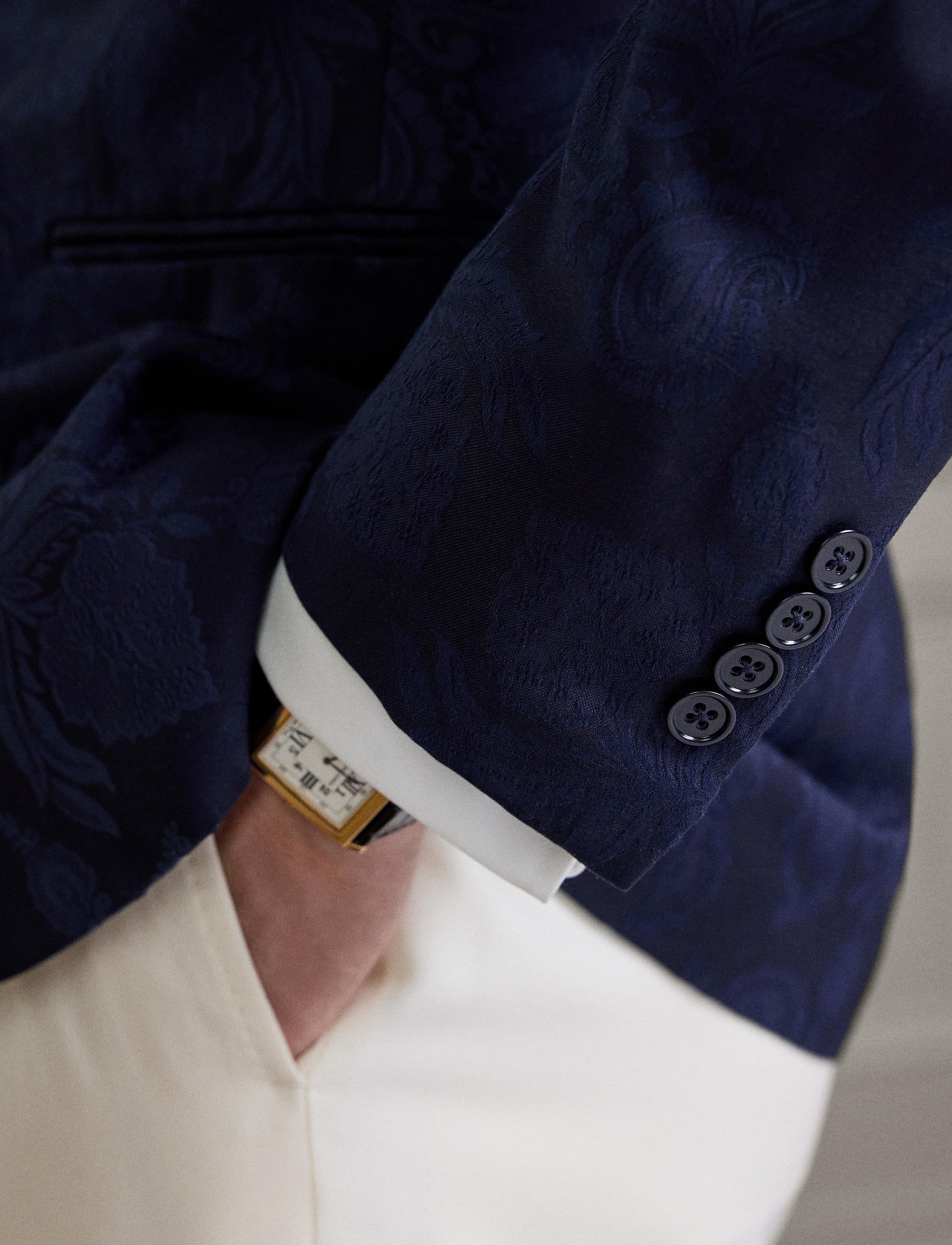 Veste Kent à motif en soie mélangée - Navy & Multicolore