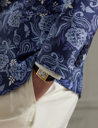 Veste Kent à motif en soie - Navy Tonal