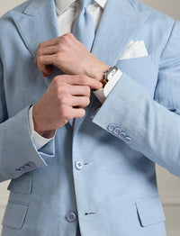Kent jacket in silk and linen blend - Chambray Blue