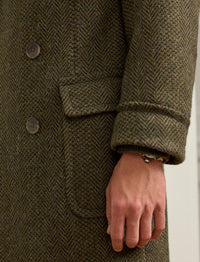 Pardessus à chevrons en cachemire et laine mélangé - Olive, Loden & Multicolore Purple Deco