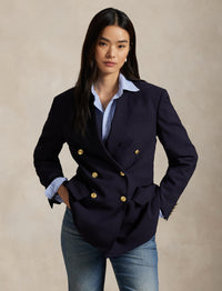 Blazer croisé en laine mélangée - Navy