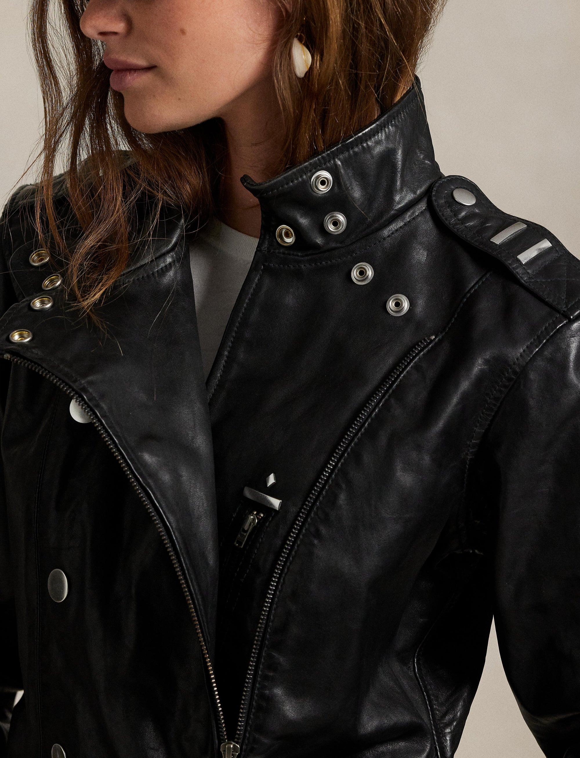 Veste en cuir cloutée - Black