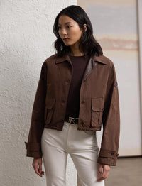 Katie cotton blend peach jacket - Mocha