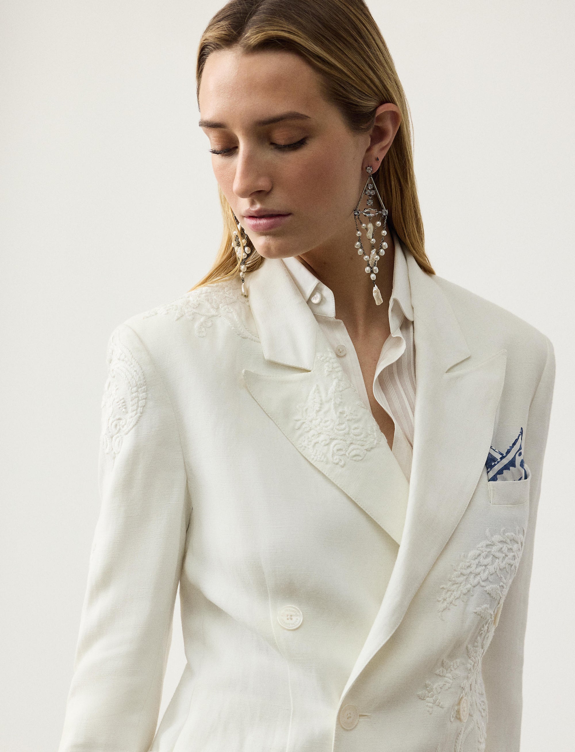 Veste Collen brodée en micro-piqué - Cream