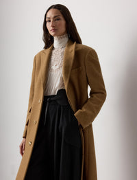 Manteau Amory à chevrons en laine - Tan & Multicolore